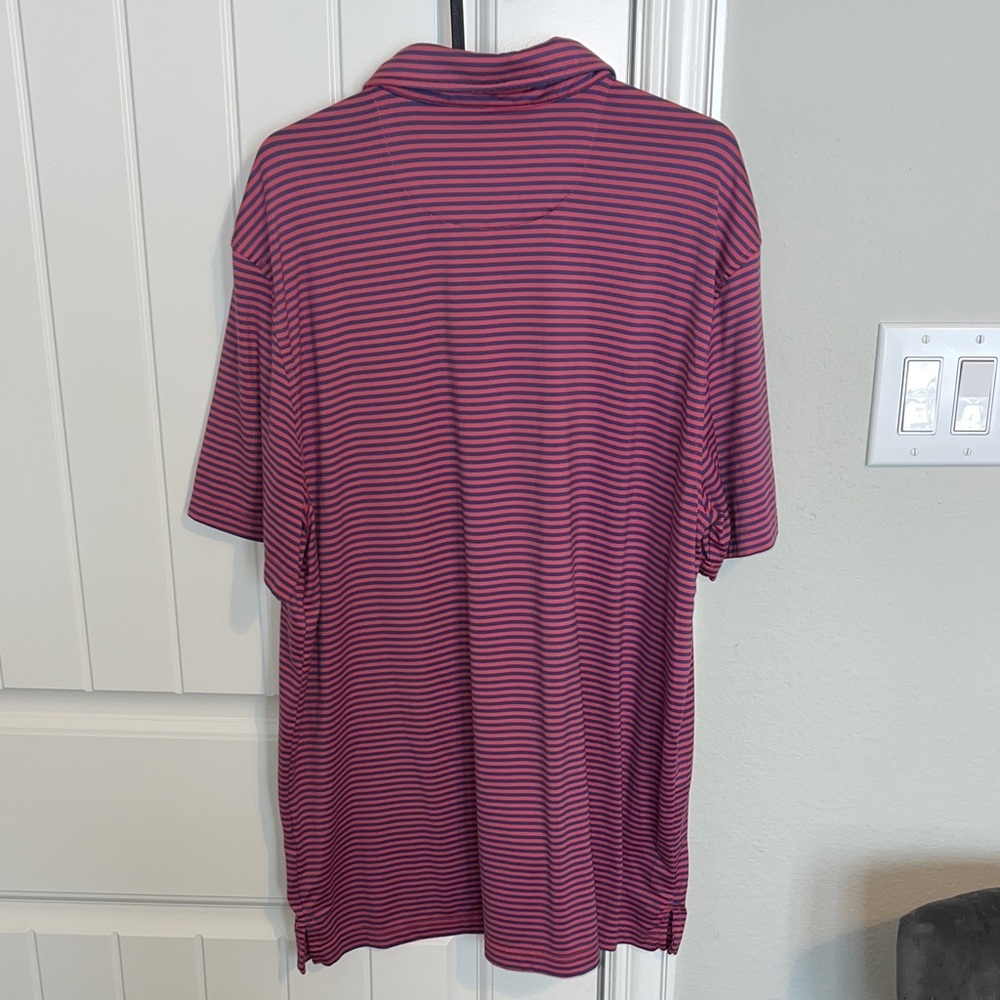 Set of 2 Izod Men’s Polo Shirts - Blue and Pink Striped - Size L - Picture 6 of 8